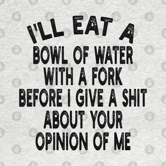 I'll eat a bowl of water with a fork before I give a shit about your opinion of me by mdr design